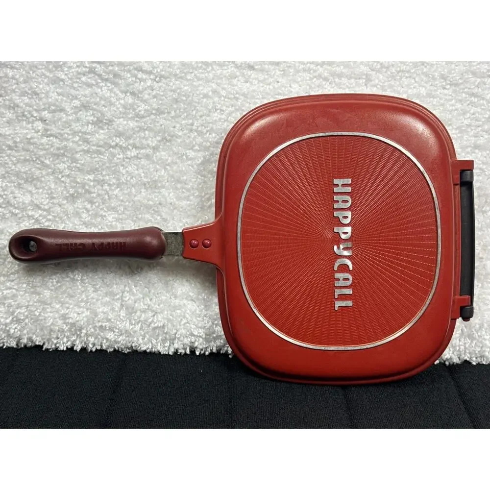 Happy Call Double Sided RED Frying Pan Griddle Camping